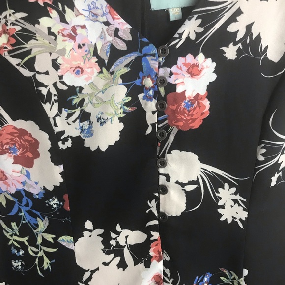 Anthro | Black Floral Dress - Picture 4 of 8